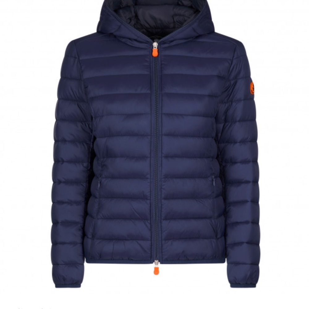 save the duck WWF approved navy puffer hooded coat